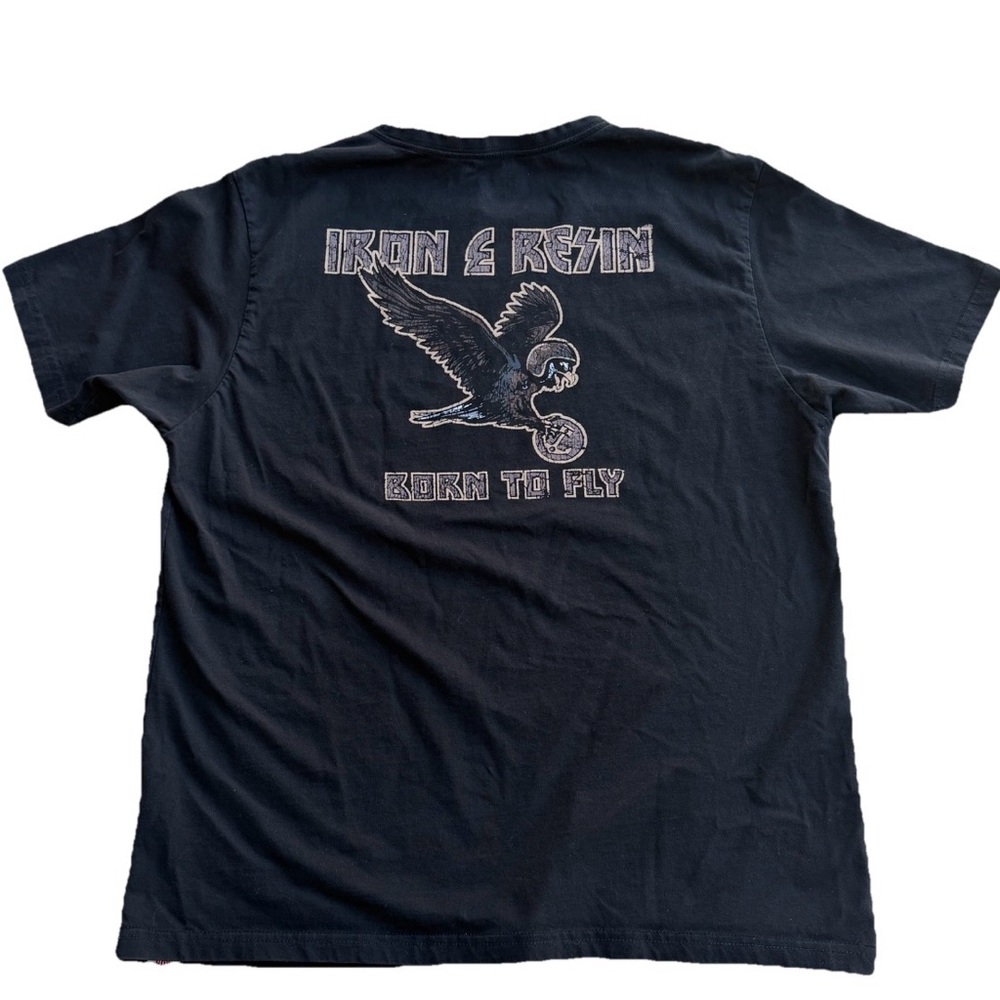 Iron and Resin T-Shirt Men’s XL Black Graphic Print Born To Fly Organic Cotton